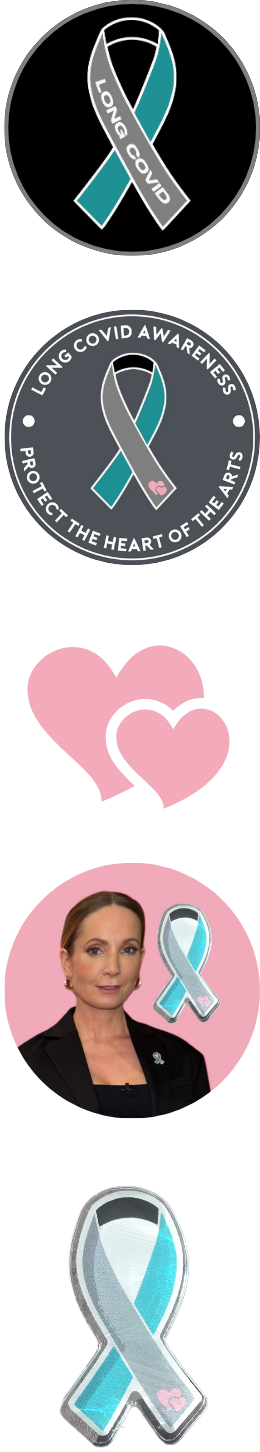 Long COVID ribbon by @haziethompson, Long COVID ribbon Protect the Heart of the Arts edition by @coffeeteanxiety